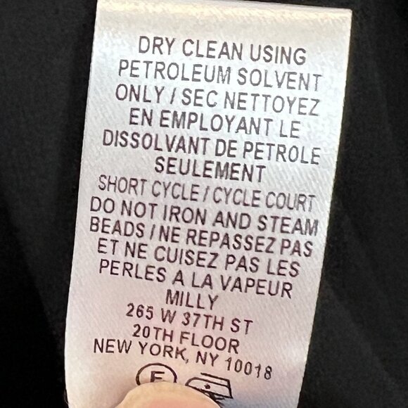 Milly New York Black Chiffon Blouse Size 8 Jeweled High Neckline Sleeveless Silk - Picture 13 of 13